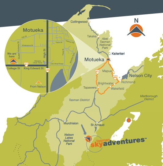 Tasman Sky Adventures location map